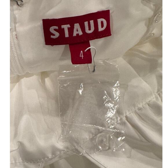 STAUD Loren Ruched Taffeta Mini Dress Size 4 - Picture 10 of 13